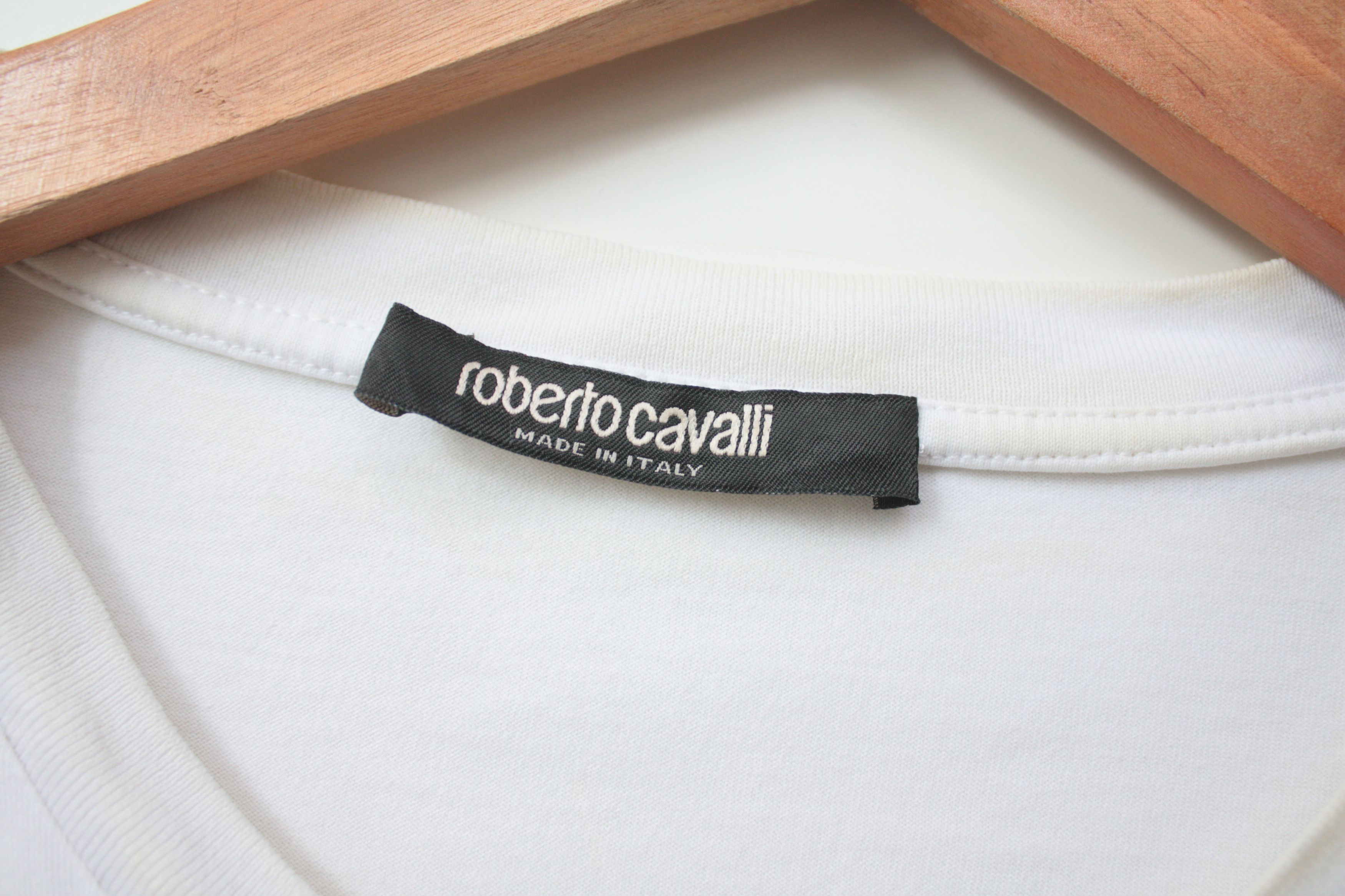 Roberto Cavalli Roberto Cavalli White T-Shirt Men's Large Slim Fit Size US L / EU 52-54 / 3 - 6 Thumbnail