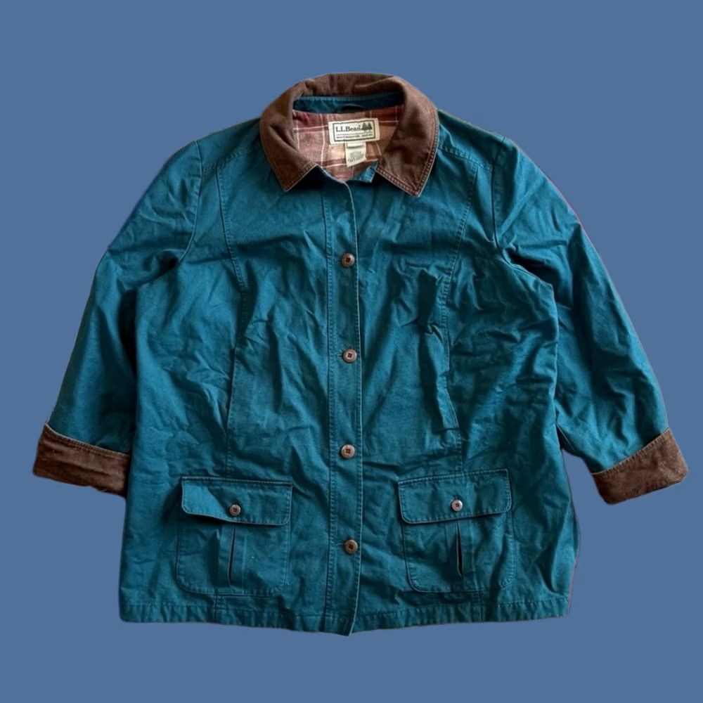 Vintage VINTAGE L.L. Bean Coat 3XL Teal Blue Corduroy Plaid Lined Womens Size XXL / US 16-18 / IT 52-54 - 1 Thumbnail