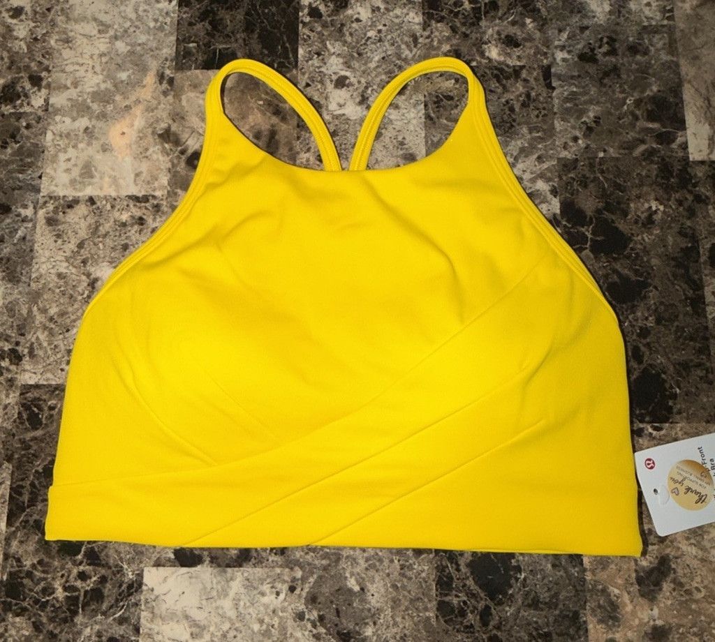 Lululemon LULULEMON FLOW Y WRAP FRONT HIGH NECK BRA MAIZE YELLOW Sz 4 Size ONE SIZE - 6 Thumbnail