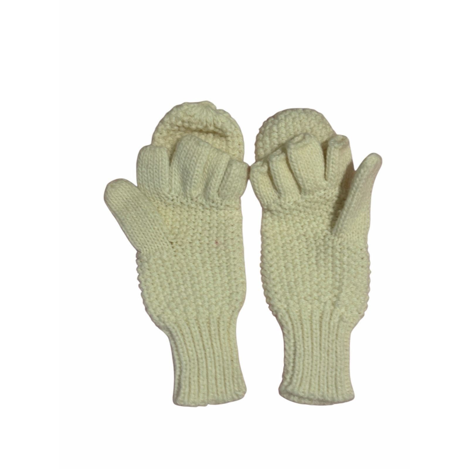 Other Women's White Solid Fuzzy Hand Knit Bird Mitten Gloves Size ONE SIZE - 5 Thumbnail