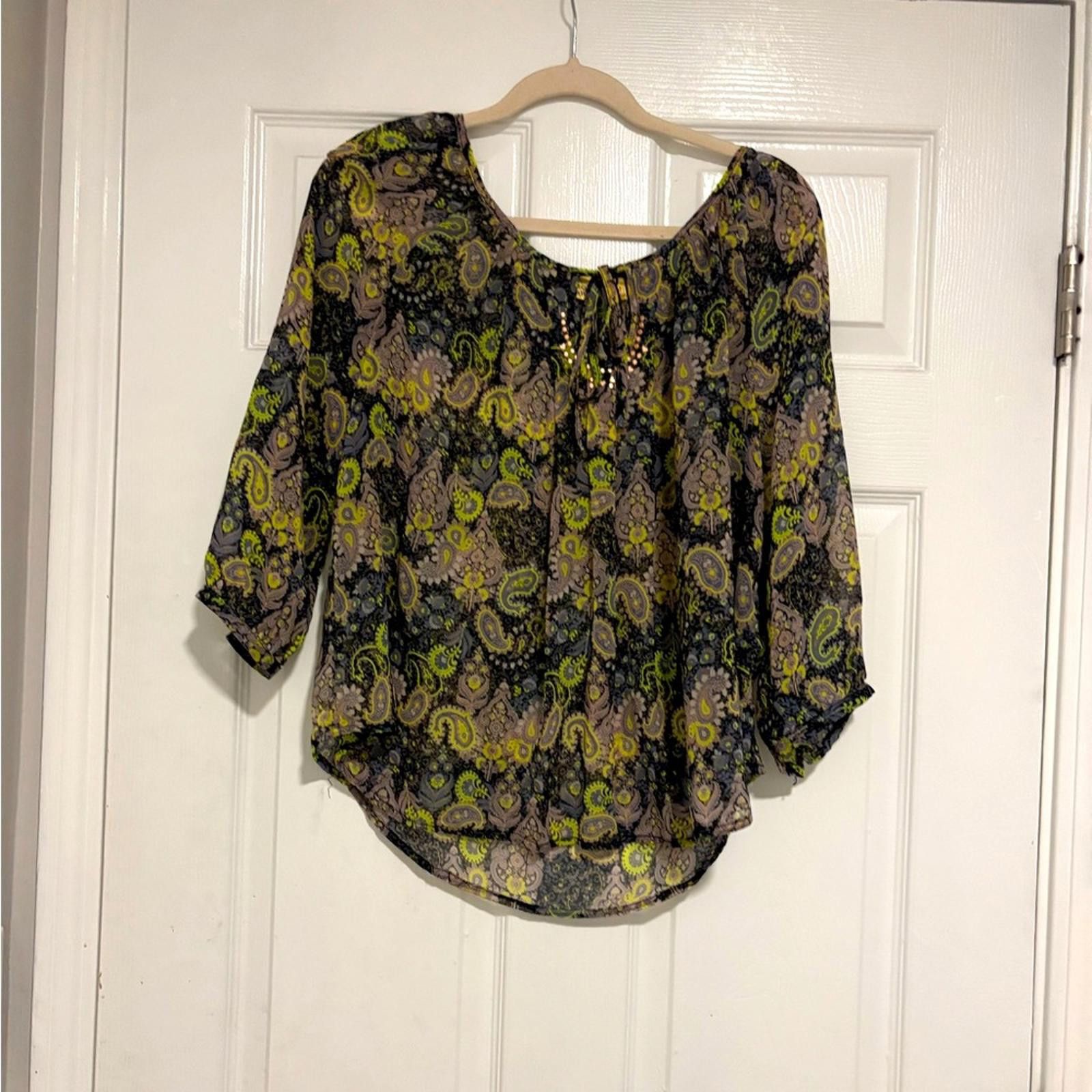 Other Vera Wang Paisley Blouse - Black and Green Size M / US 6-8 / IT 42-44 - 1 Thumbnail