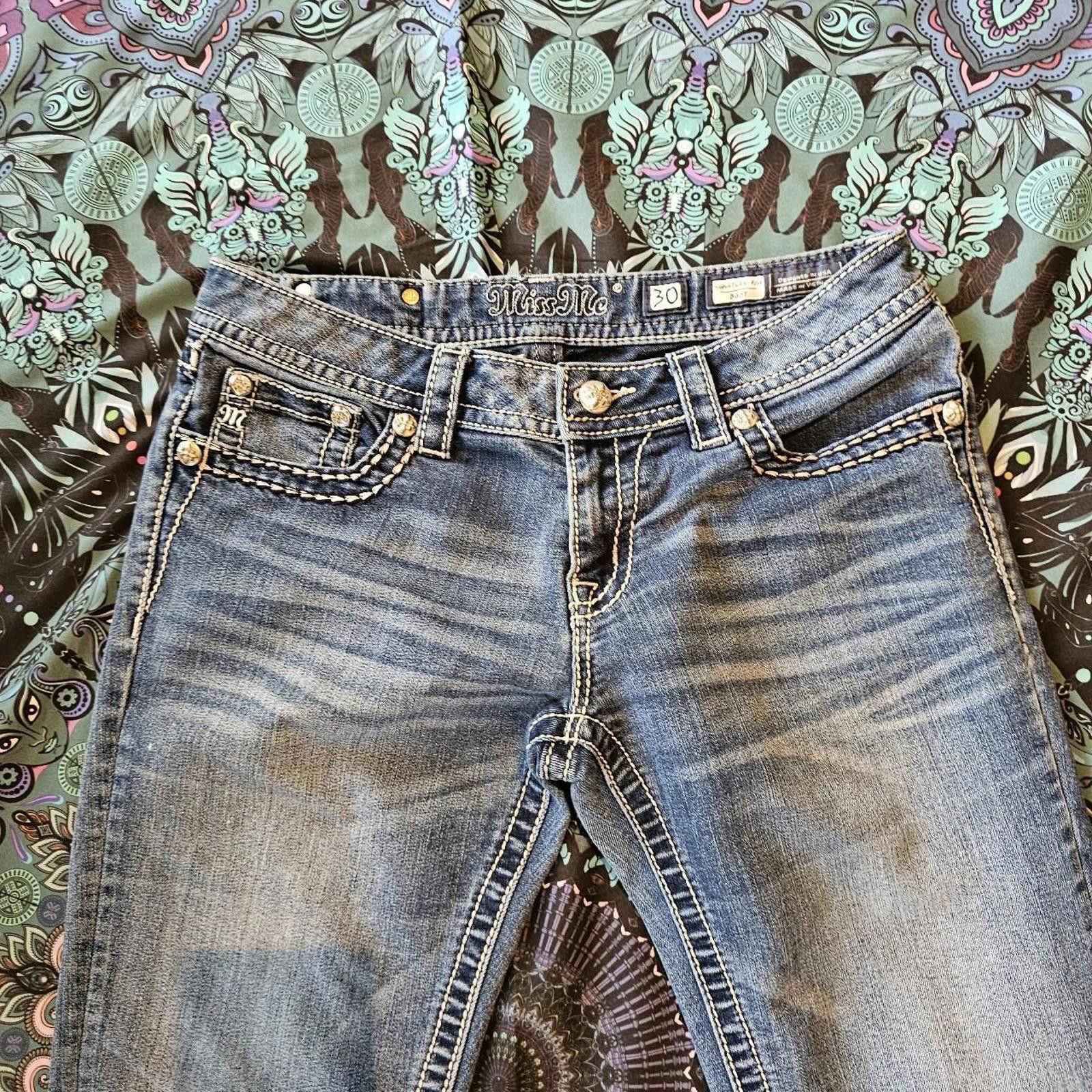 Designer Miss Me Women's Boot Cut Blue Jeans Size 30" / US 8 / IT 44 - 2 Thumbnail