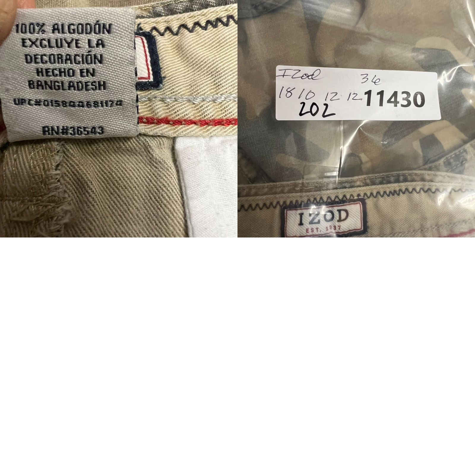 Izod IZOD Cargo Shorts Mens Size 36 Green Camouflage Cotton Belted Pockets 10" Inseam Bottoms USA Seller Size US 36 / EU 52 - 8 Thumbnail