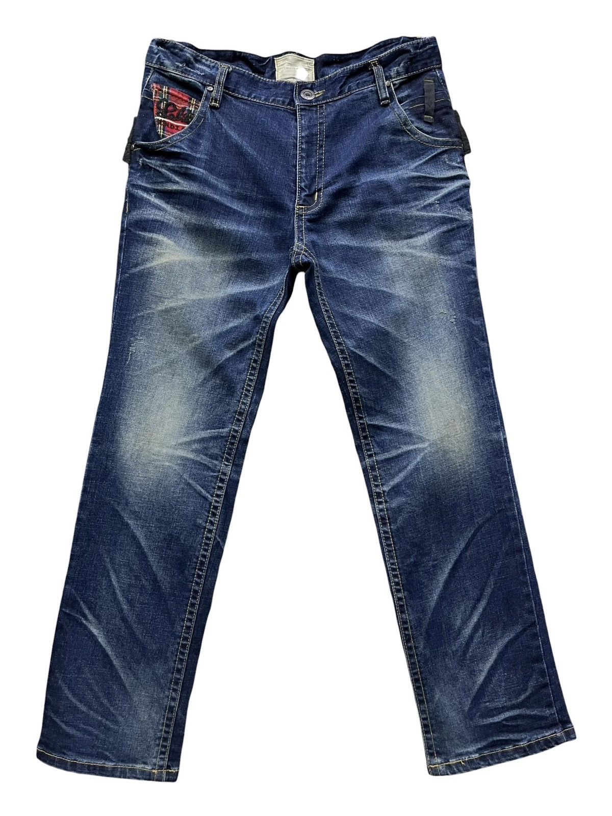 Lolita Jeans Vintage Lolita Madras Tartan Belted Punk Acid Wash Denim Y2K Size US 34 / EU 50 - 5 Thumbnail