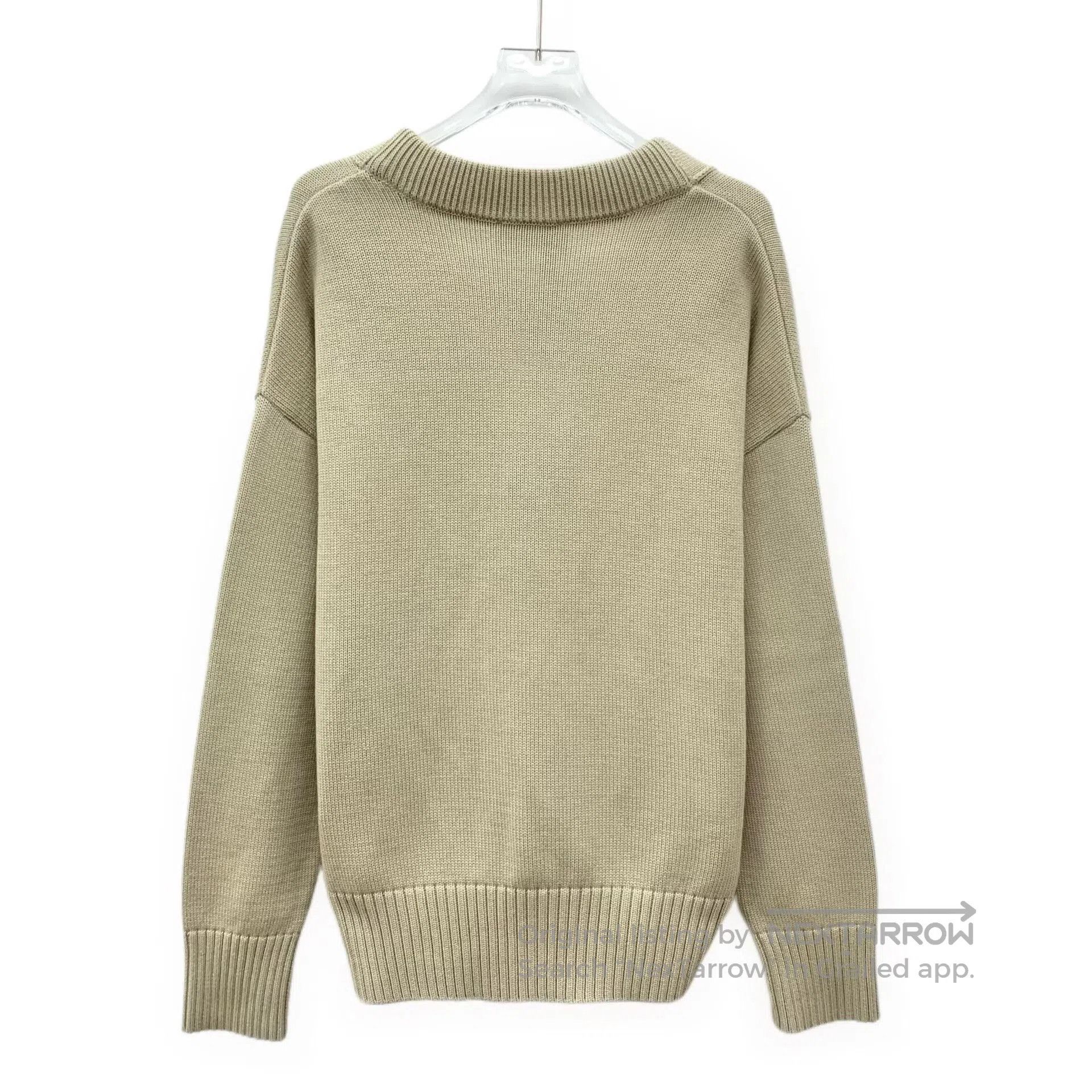 AMI Ami Oatmeal Heart 'A' Intarsia V-neck Cardigan. Size M / US 6-8 / IT 42-44 - 2 Thumbnail