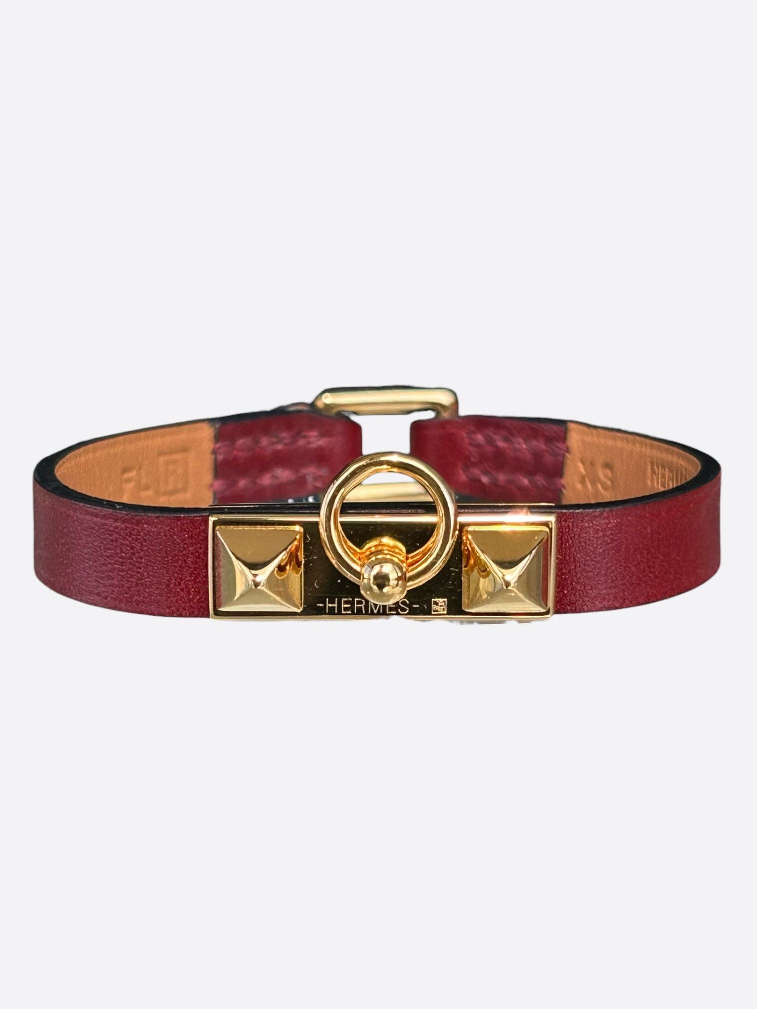 Hermes Hermes Red Swift & Gold Hardware Mini Rivale Bracelet Size ONE SIZE - 1 Thumbnail