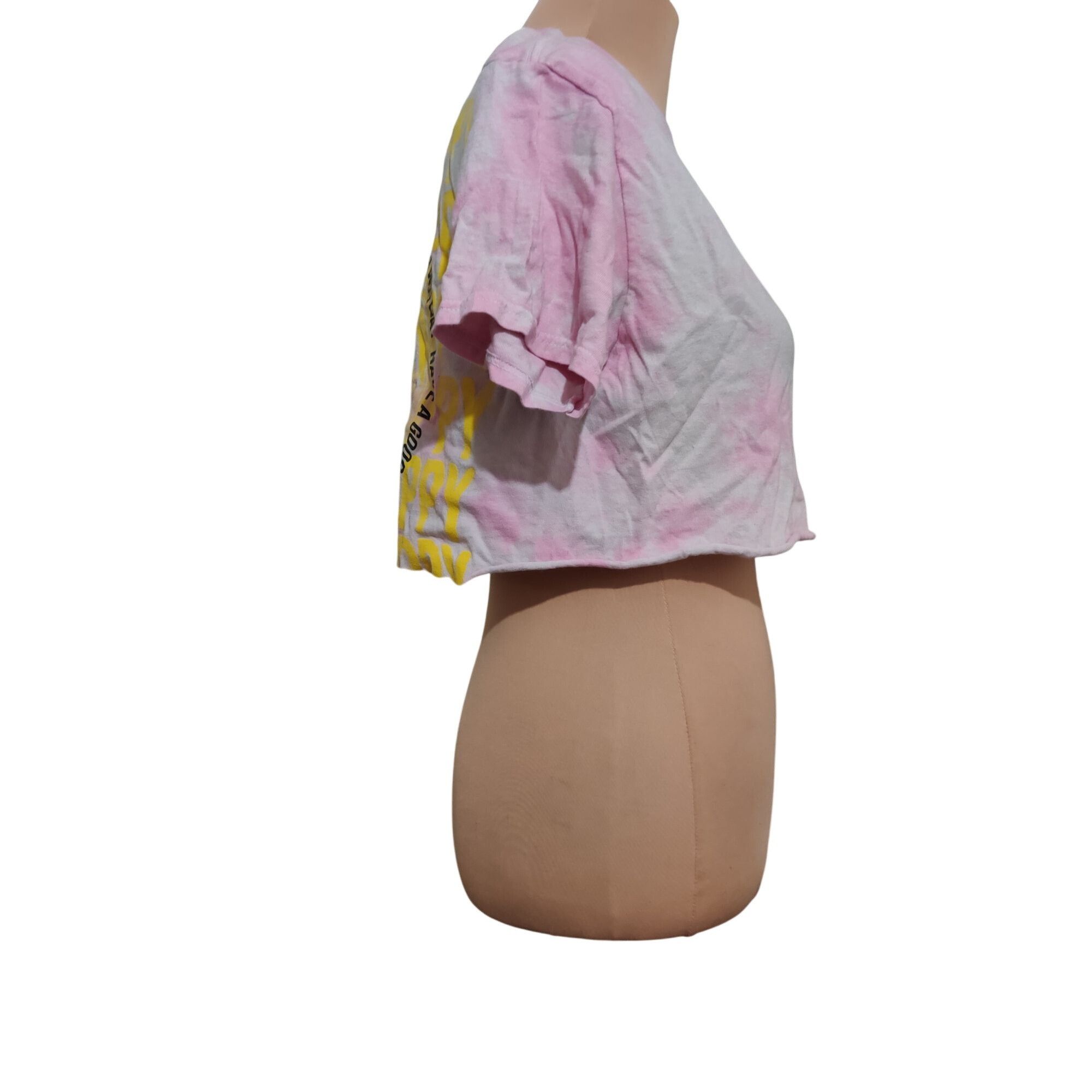 Chemistry Upcycled Womens Crop Top Have A Good Day Smiley Face Tie Dye Size M / US 6-8 / IT 42-44 - 6 Thumbnail