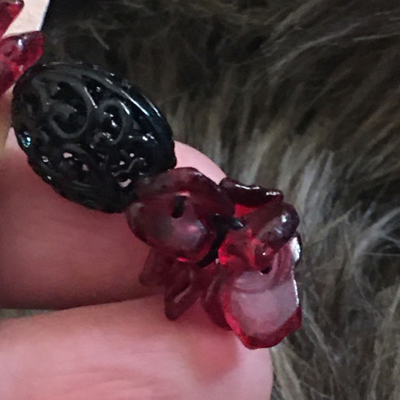 Handmade Black filigree bead faux garnet stone earrings Size ONE SIZE - 2 Thumbnail