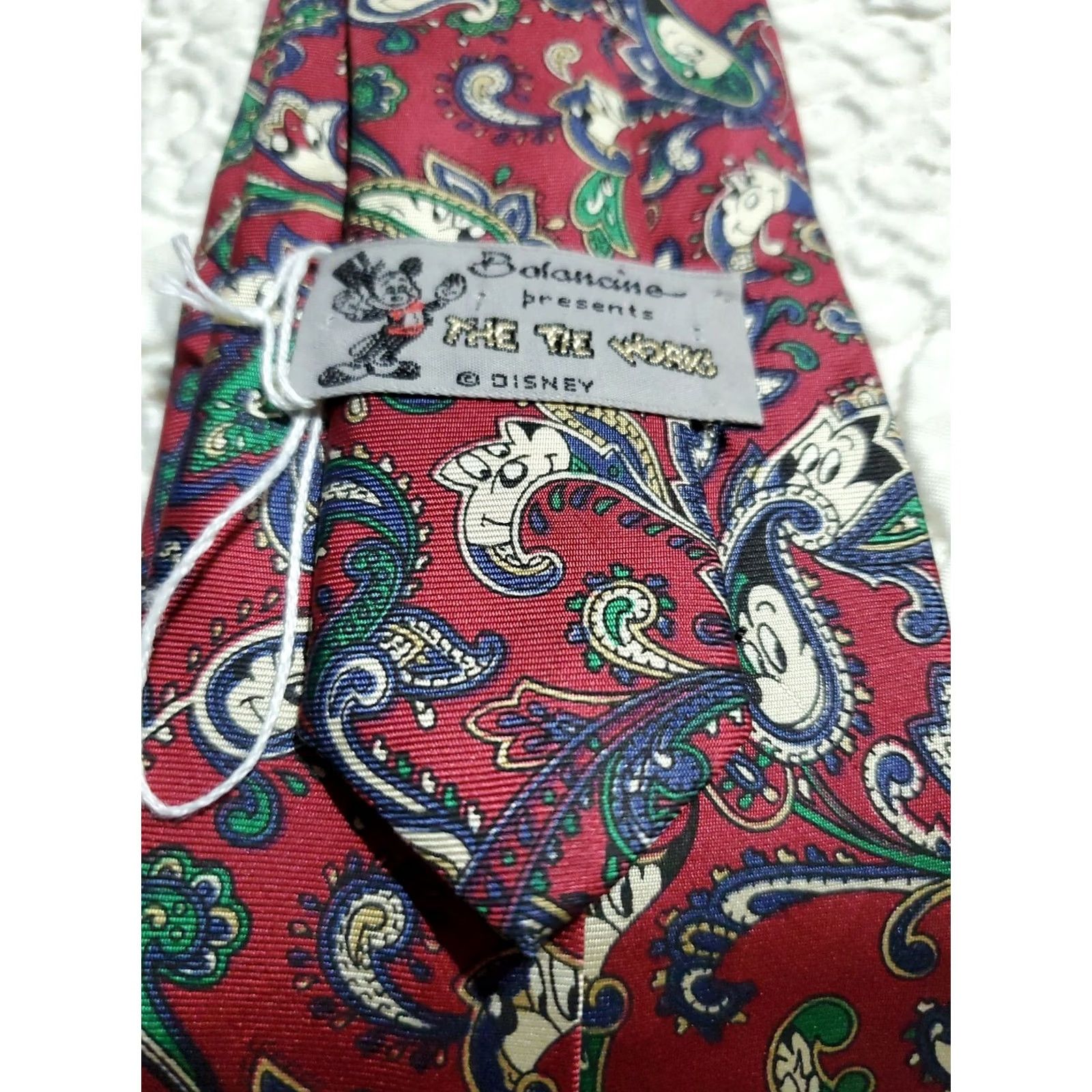 Disney Mickey Mouse Balacine Tie Paisley 100% Silk Multicolor Classic 57"-60" Men Disney Volt/Pattern? Size ONE SIZE - 3 Thumbnail