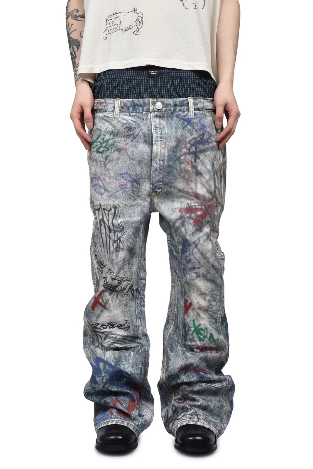 PROJECT G/R Protocol Index GRAFFITI LAYERED PANTS PROJECT GR Size US 32 / EU 48 - 6 Thumbnail