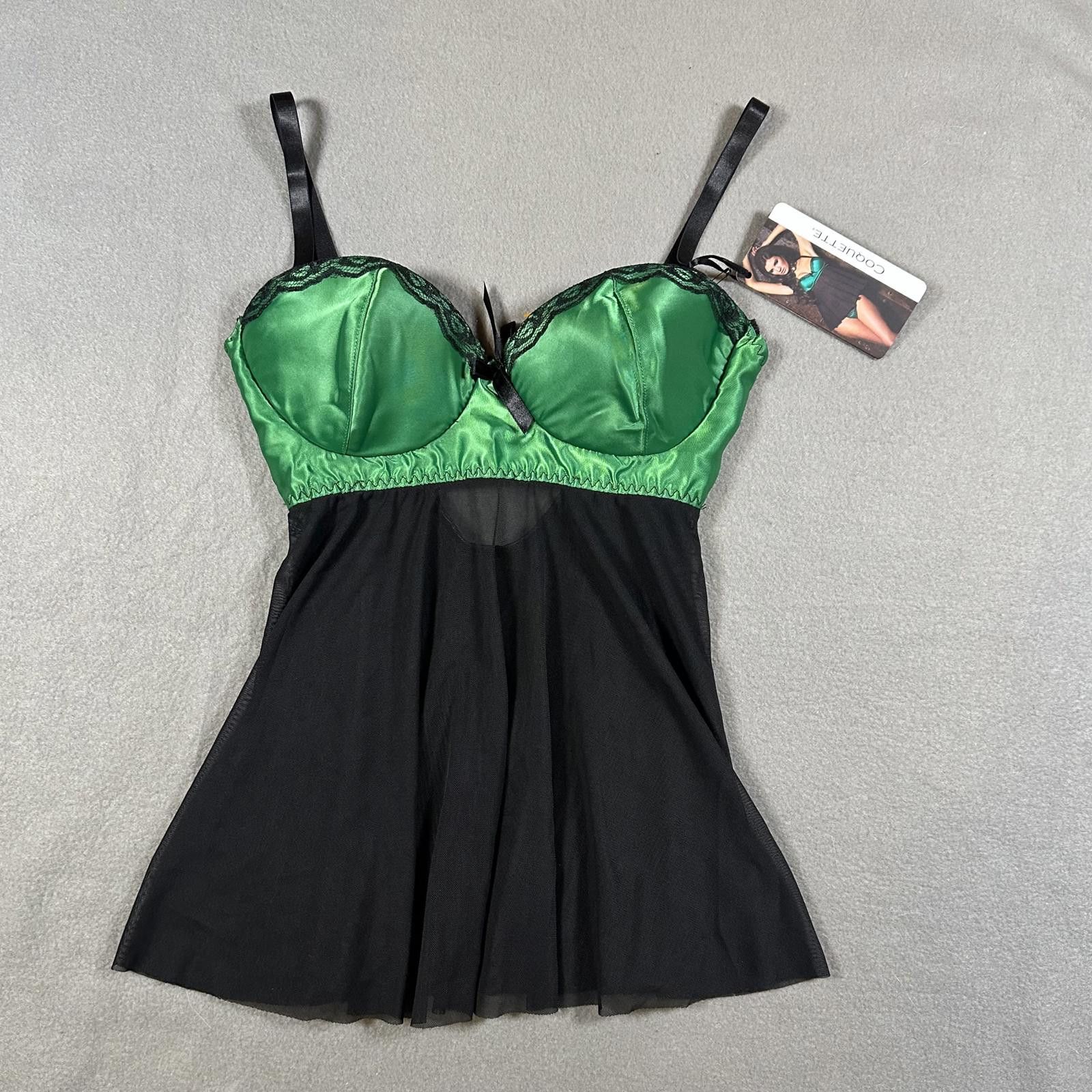 Colette Women’s Babydoll Tank Top Green Black Mesh Y2K Size S / US 4 / IT 40 - 1 Thumbnail