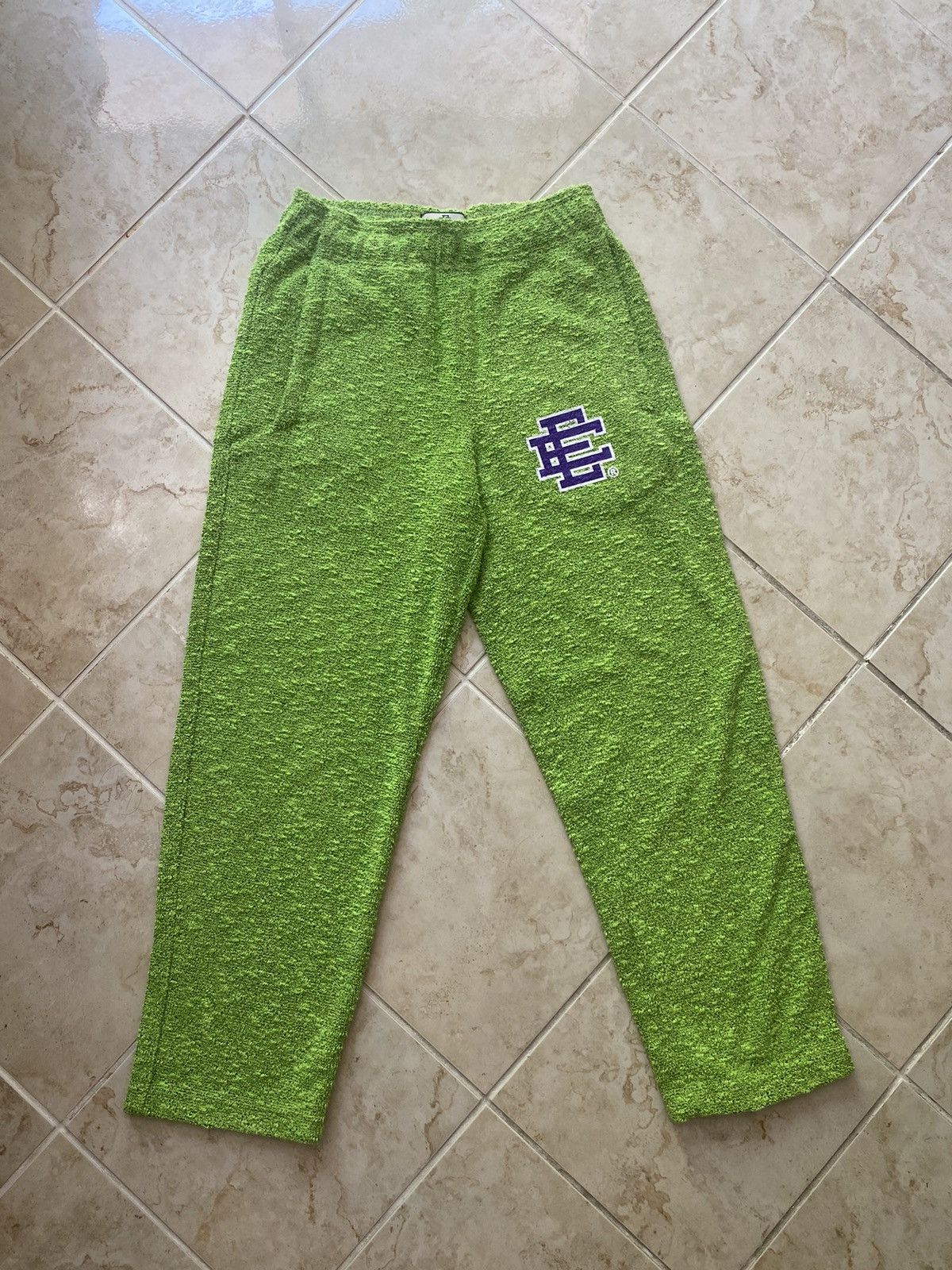 image of Eric Emanuel Green/purple Boucle Pants Size Small, Men's
