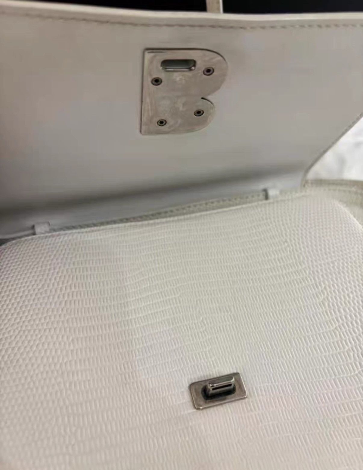 Balenciaga Balenciaga white B-logo lizard-textured box bag J38 Size ONE SIZE - 5 Thumbnail