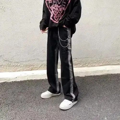 Other Striped Black Denim Jeans Size US 32 / EU 48 - 3 Thumbnail