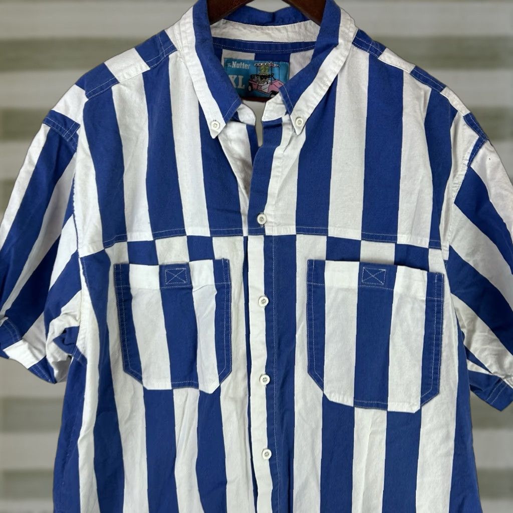 Chubbies Chubbies The Nutter Shirt Mens XL Short Sleeve Button-Up Blue White Striped Size US XL / EU 56 / 4 - 1 Thumbnail