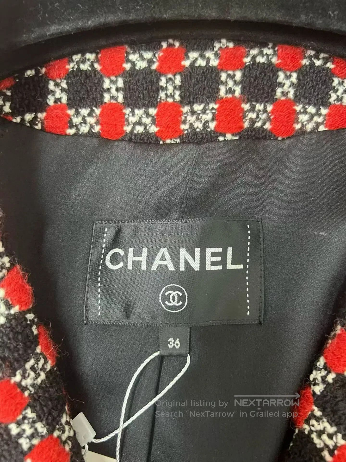 Chanel Chanel Red Black Plaid Long Coat. Size XS / US 0-2 / IT 36-38 - 6 Thumbnail