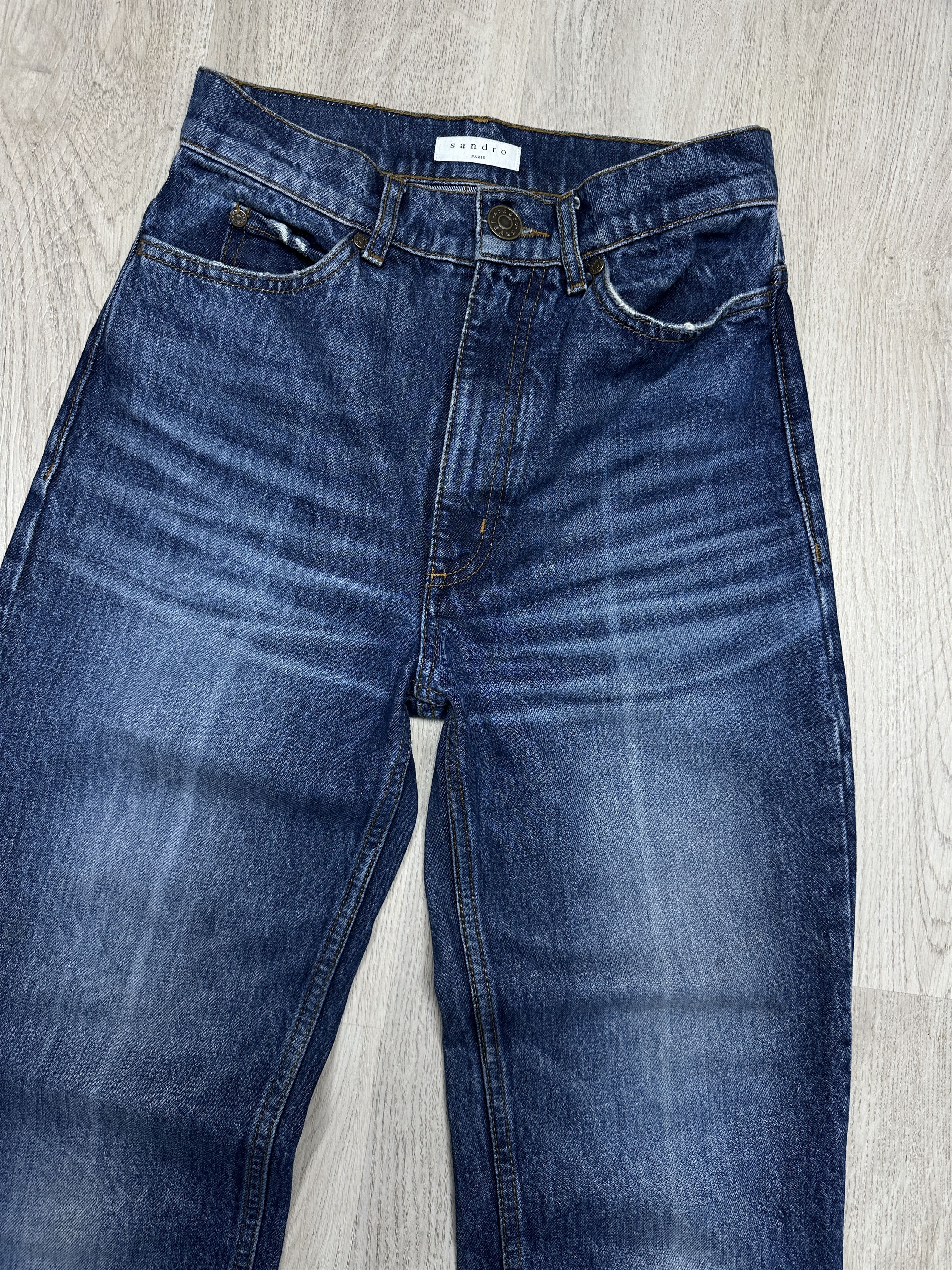 Sandro Sandro Paris Womens Wide Leg High Waist Denim Pants Jeans Size 25" / US 0 / IT 36 - 2 Thumbnail