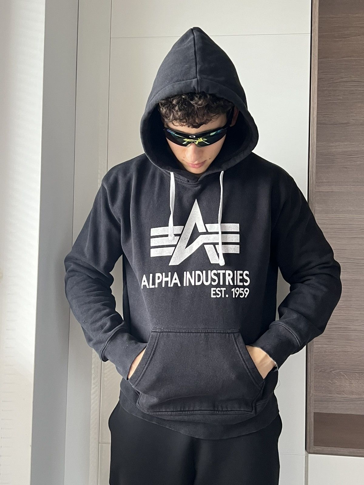 Alpha Industries × Vintage ‼️Vintage Rare Alpha Industries Bug Logo Aviator Hoodie‼️ Size US L / EU 52-54 / 3 - 20 Thumbnail