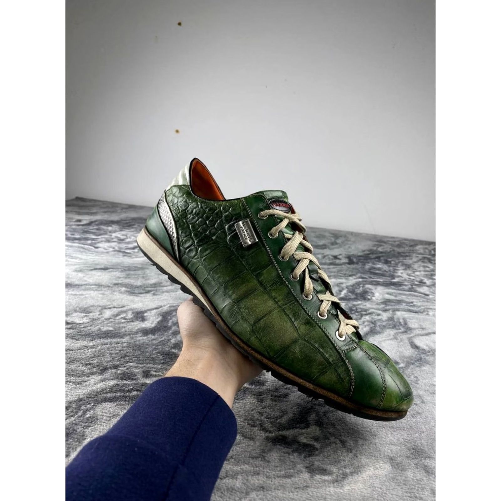 Vintage Harris Leather Trainers Men Size 11 Green Leather Sneaker Shoes Size US 11 / EU 44 - 2 Thumbnail