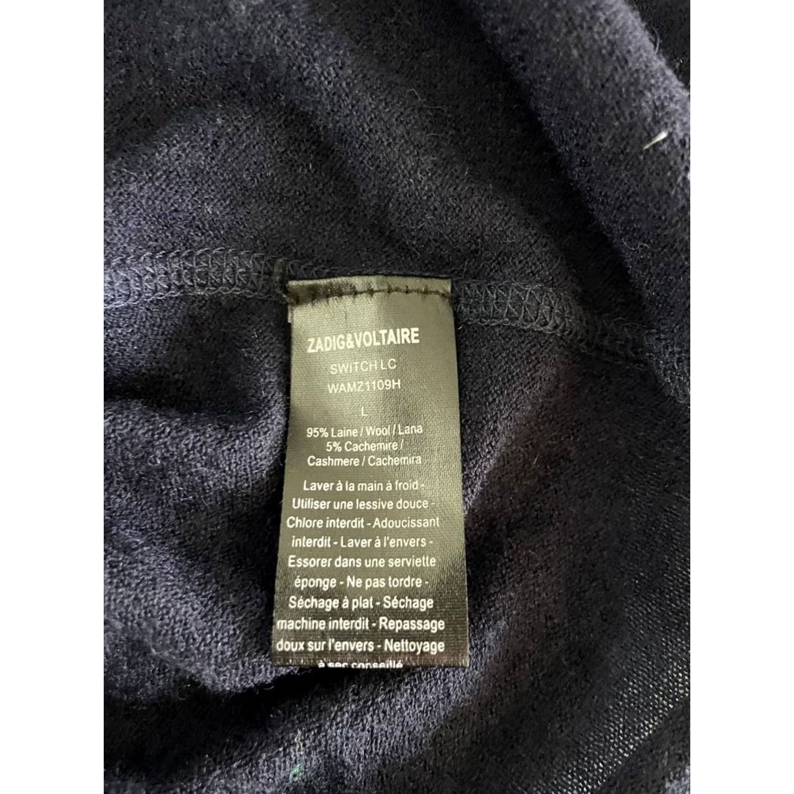 Zadig & Voltaire Zadig & Voltaire Mens T-Shirt L Navy Wool Long Sleeve Crew Neck Size US L / EU 52-54 / 3 - 5 Thumbnail