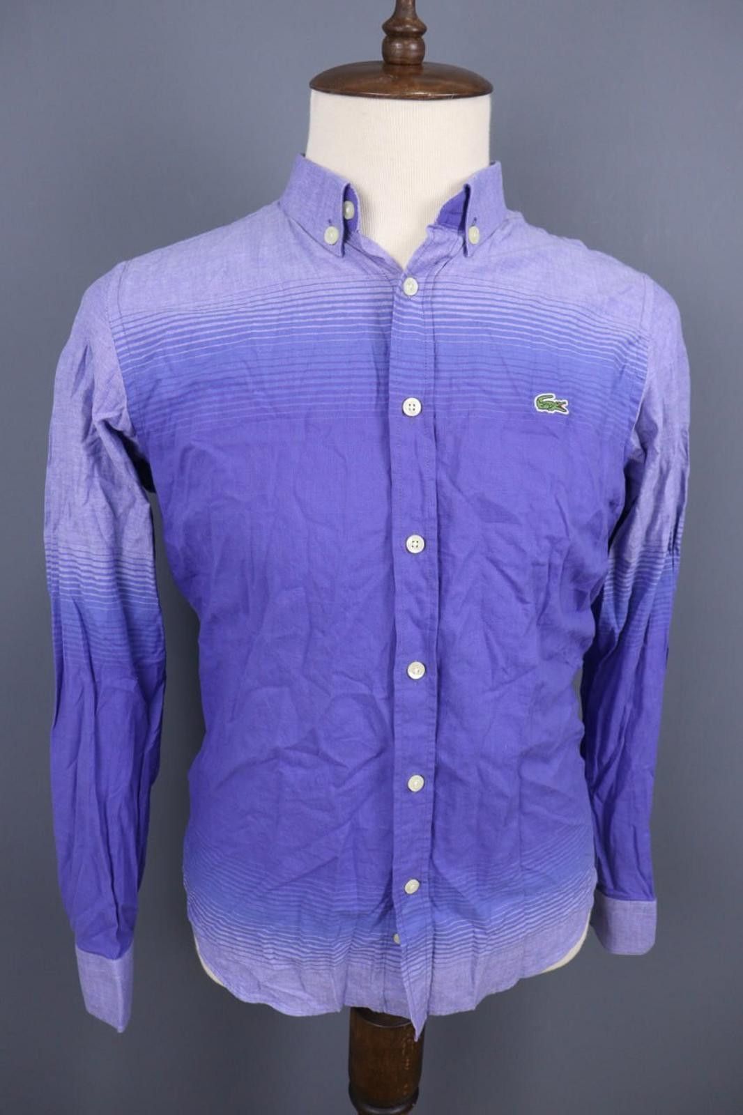 Lacoste Lacoste Slim Fit Regular Fit Blue Striped Up Shirt Size 43 Size US M / EU 48-50 / 2 - 5 Thumbnail