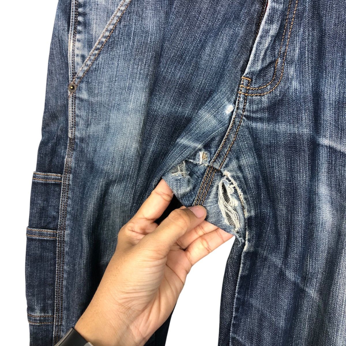 Japanese Brand 📌Rich Blue Vintage Denim Biker Pants Resque Squad Size 34" / US 12 / IT 48 - 16 Thumbnail