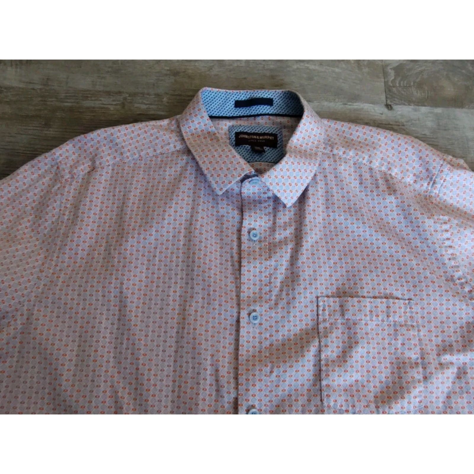 Johnston & Murphy JOHNSON & MURPHY Men's Button-Up Shirt 2XL Geometric Long Sleeve Multicolor Flip Cuff Casual Classic Size US XXL / EU 58 / 5 - 4 Thumbnail