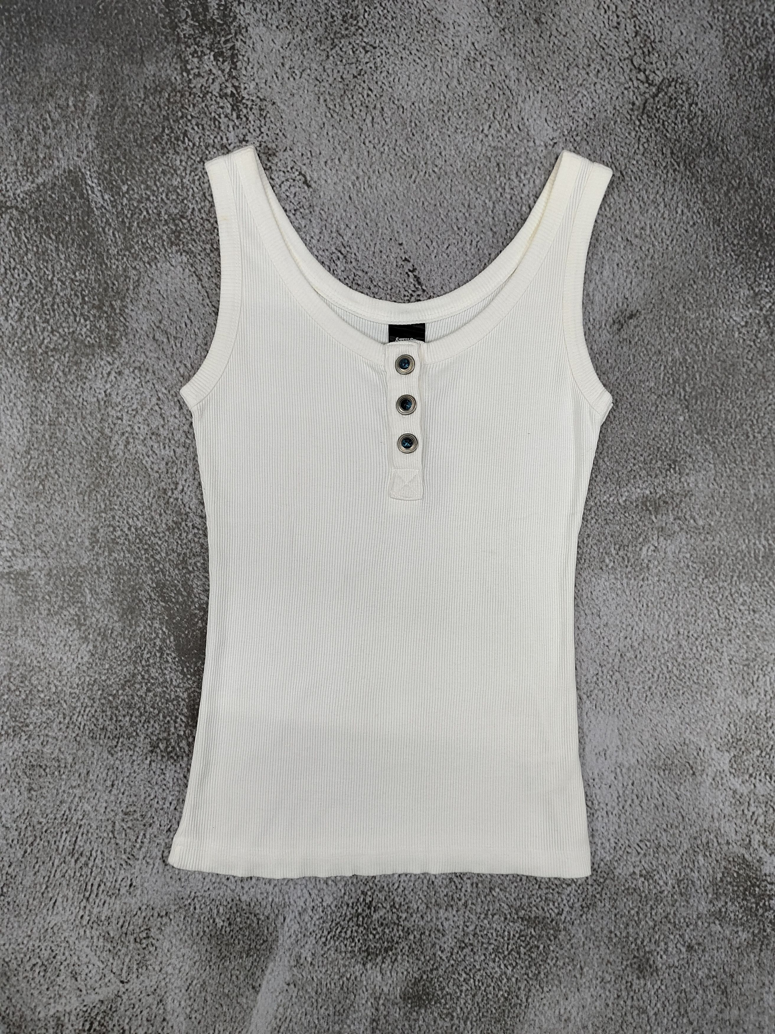 Japanese Brand Shell Ray🇯🇵 Ribbed 3 Button Turquoise Stone Tanktop Size M / US 6-8 / IT 42-44 - 4 Thumbnail