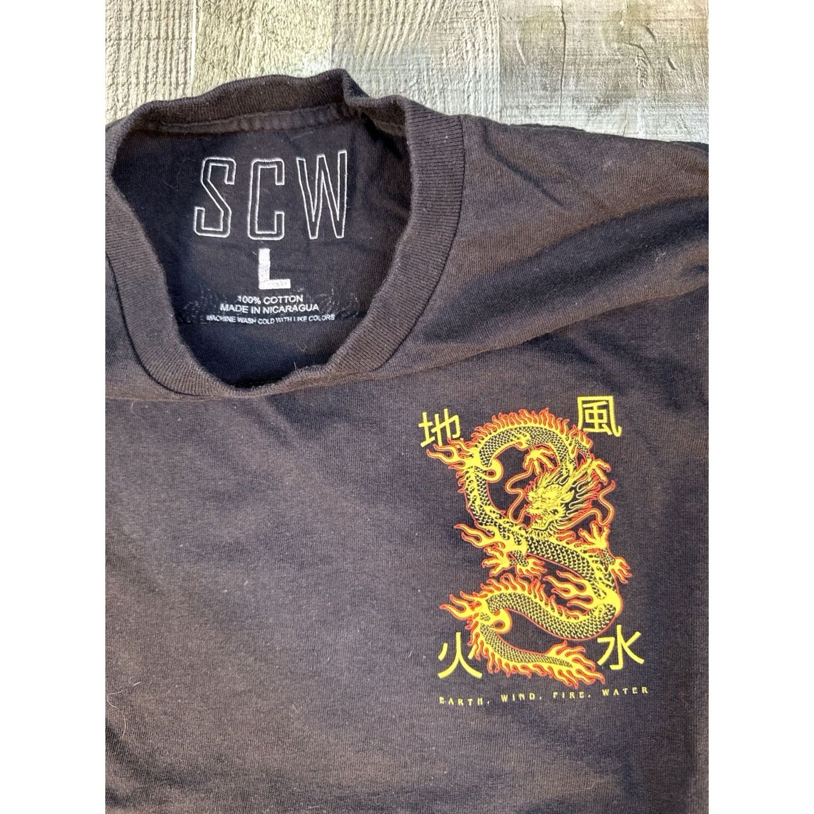 Vintage SCW Dragon Graphic T Shirt Mens Large Black Earth Wind Fire Water Tee Size US L / EU 52-54 / 3 - 2 Thumbnail