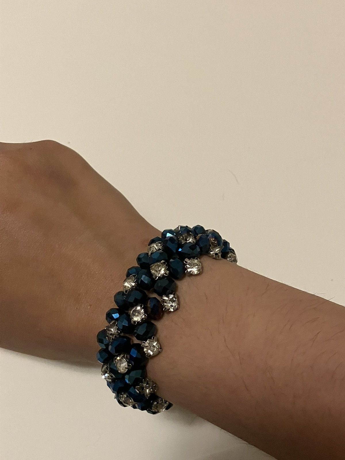 Vintage Blue Crystal Jeweled Vintage Sparkling Royal Bracelet Size ONE SIZE - 4 Thumbnail