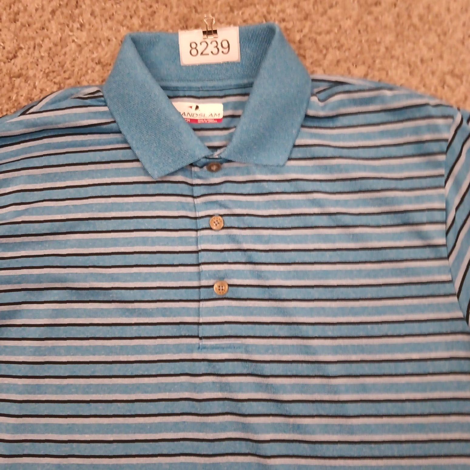 Vintage Grand Slam Polo Shirt Mens Small Blue Striped Short Sleeve Polyester Polo Shirt Mens S Blue Striped Short Sleeve Polyester Size US S / EU 44-46 / 1 - 3 Thumbnail
