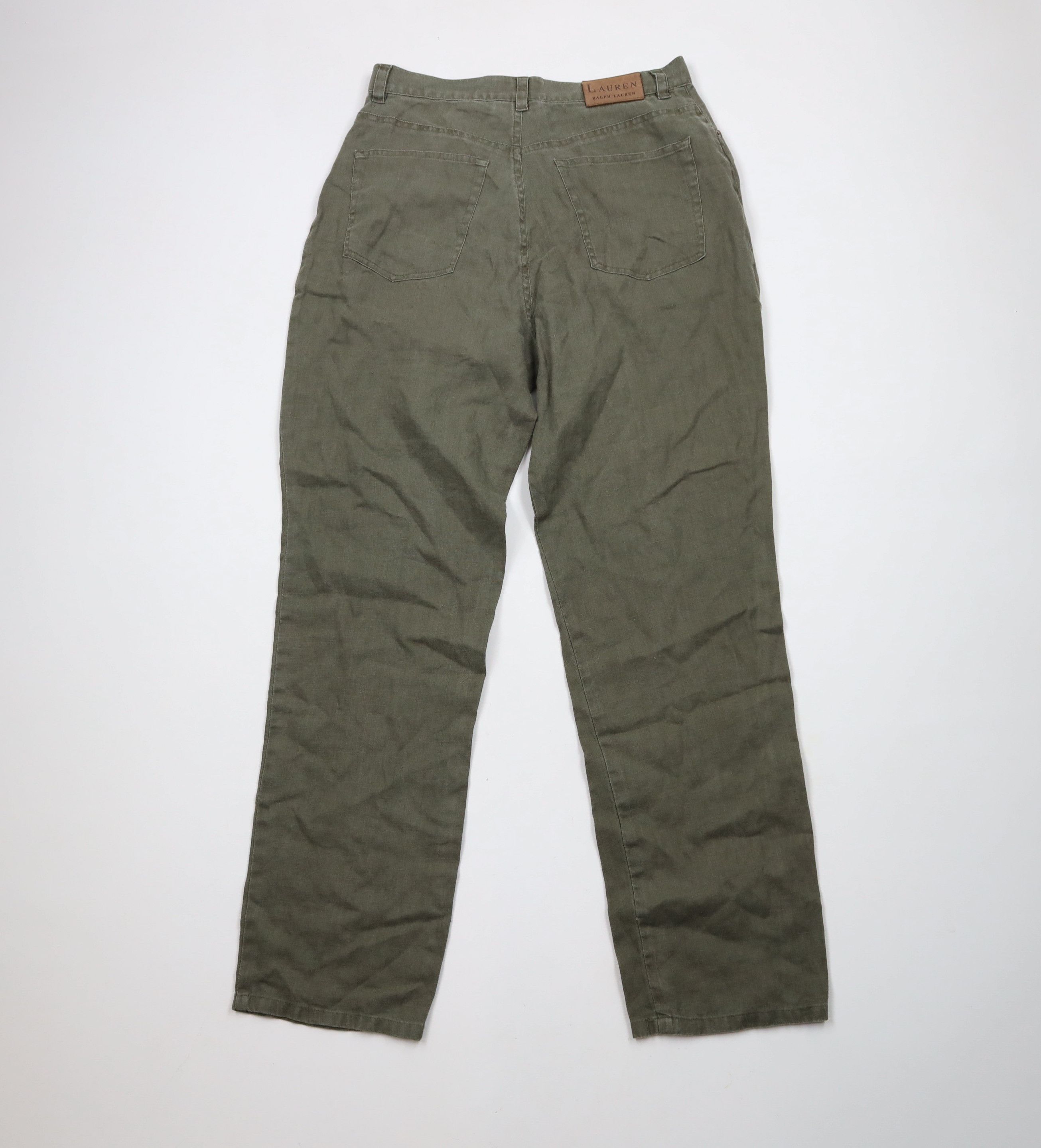 Ralph Lauren × Vintage Vintage 90s Ralph Lauren Relaxed Fit Linen Chino Pants Green Size 32" / US 10 / IT 46 - 9 Thumbnail