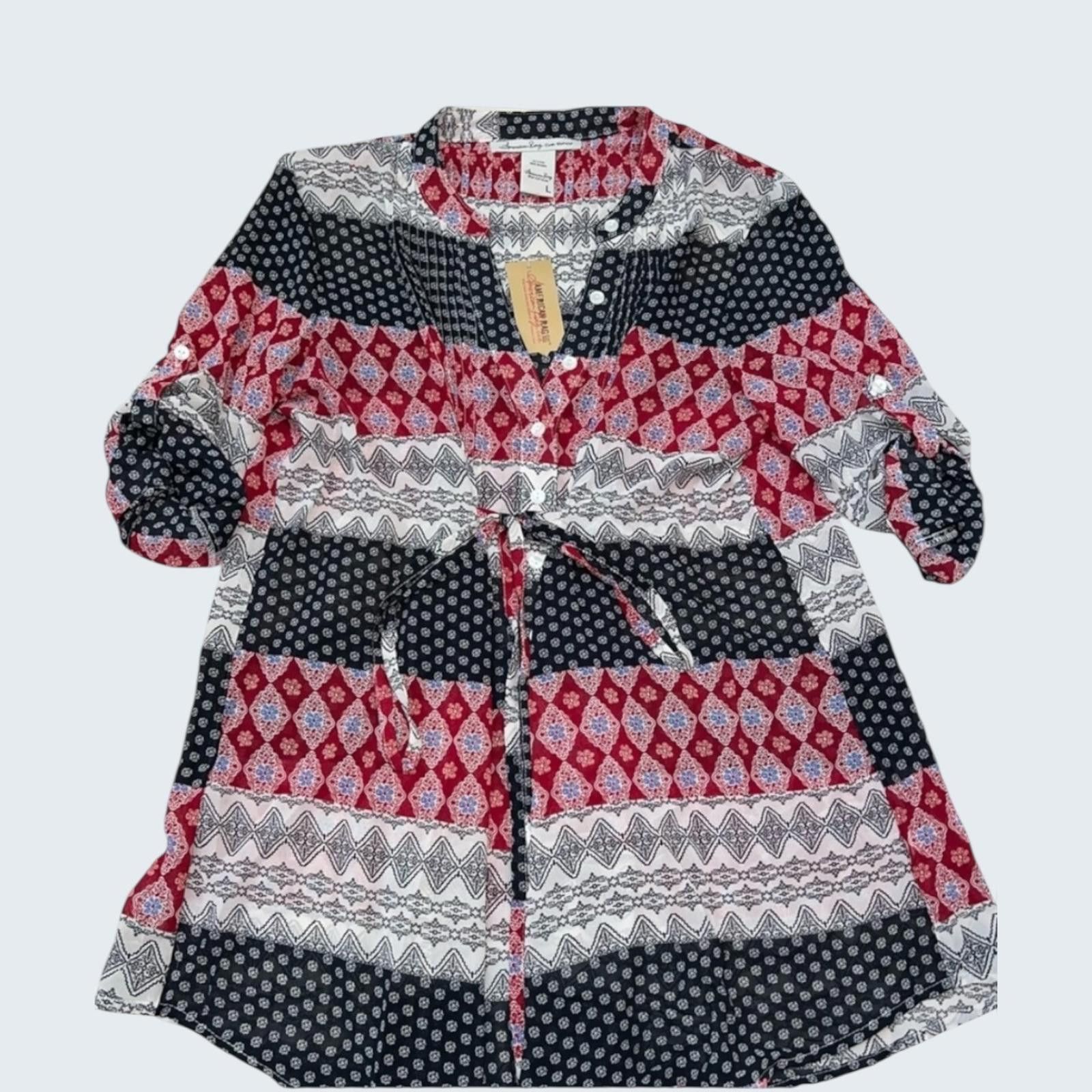 Other American Rag Womens Mixed Print Roll Tab Sleeve Large NWT Size L / US 10 / IT 46 - 1 Thumbnail