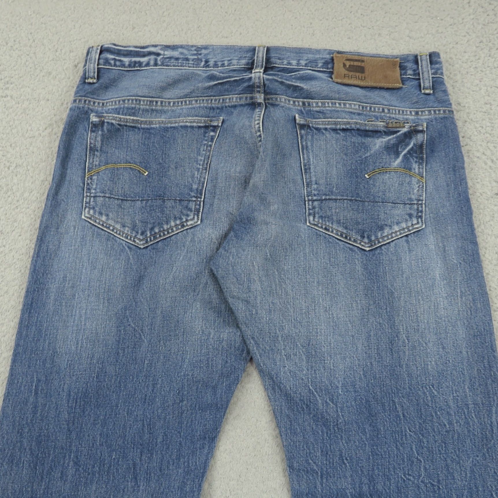 G-Star G Star Raw Jeans Mens 36x32 3301 Slim Light Washout Fades Denim Button Fly Jeans 5-Pocket Design Size US 36 / EU 52 - 3 Thumbnail