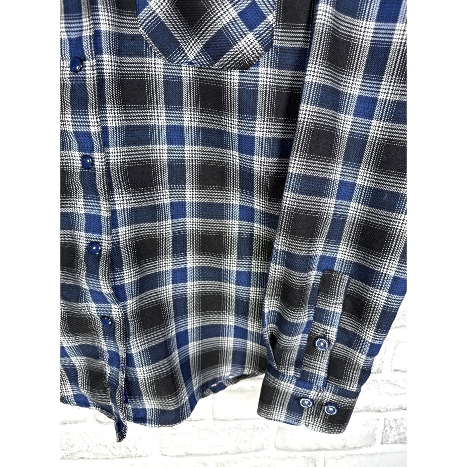 Vintage DIXXON PERFORMANCE Plaid Snap Button Flannel Shirt Womens M Blue Size M / US 6-8 / IT 42-44 - 4 Thumbnail