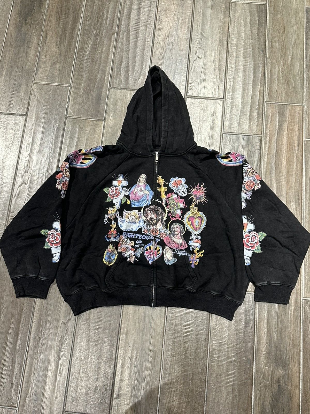 Other Righteous Risen King Zip Up Hoodie Black Size US XL / EU 56 / 4 - 1 Thumbnail