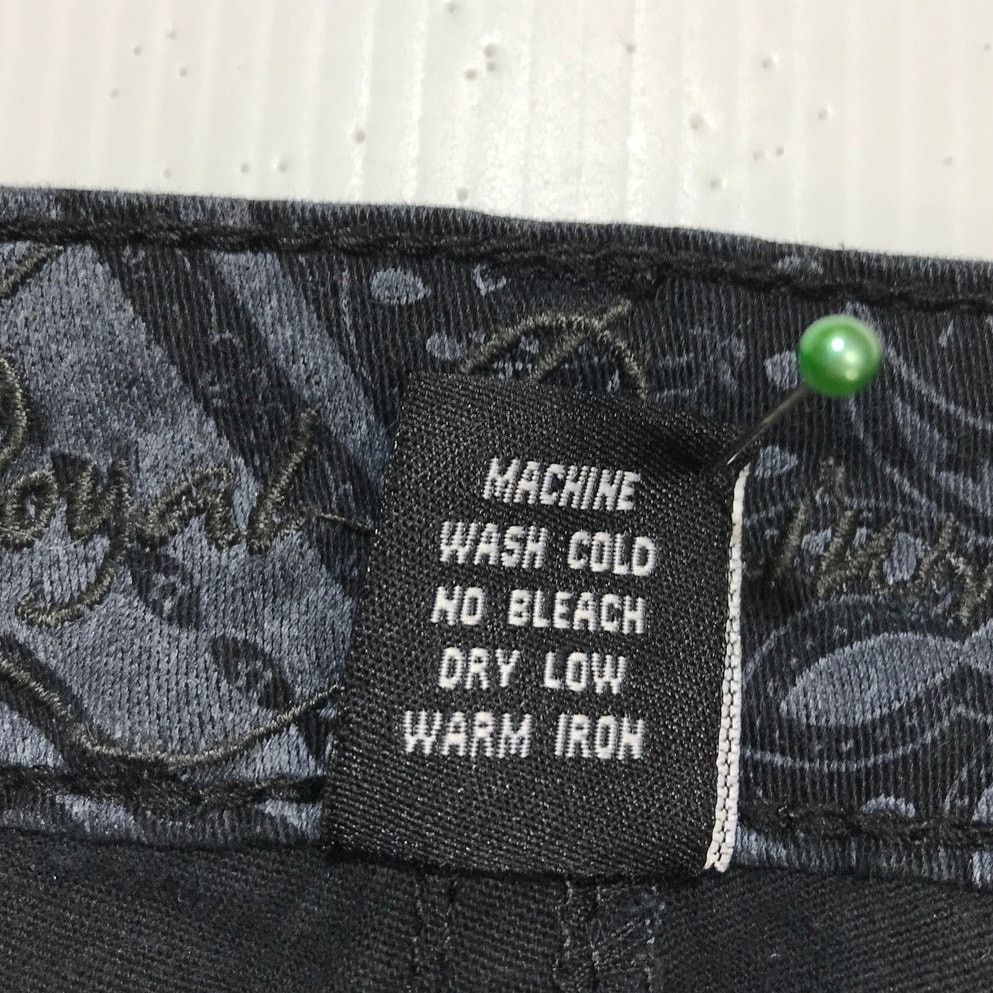 Other Royal Premium Black Denim Paisley Straight Leg Jeans 12 Size 34" / US 12 / IT 48 - 6 Thumbnail