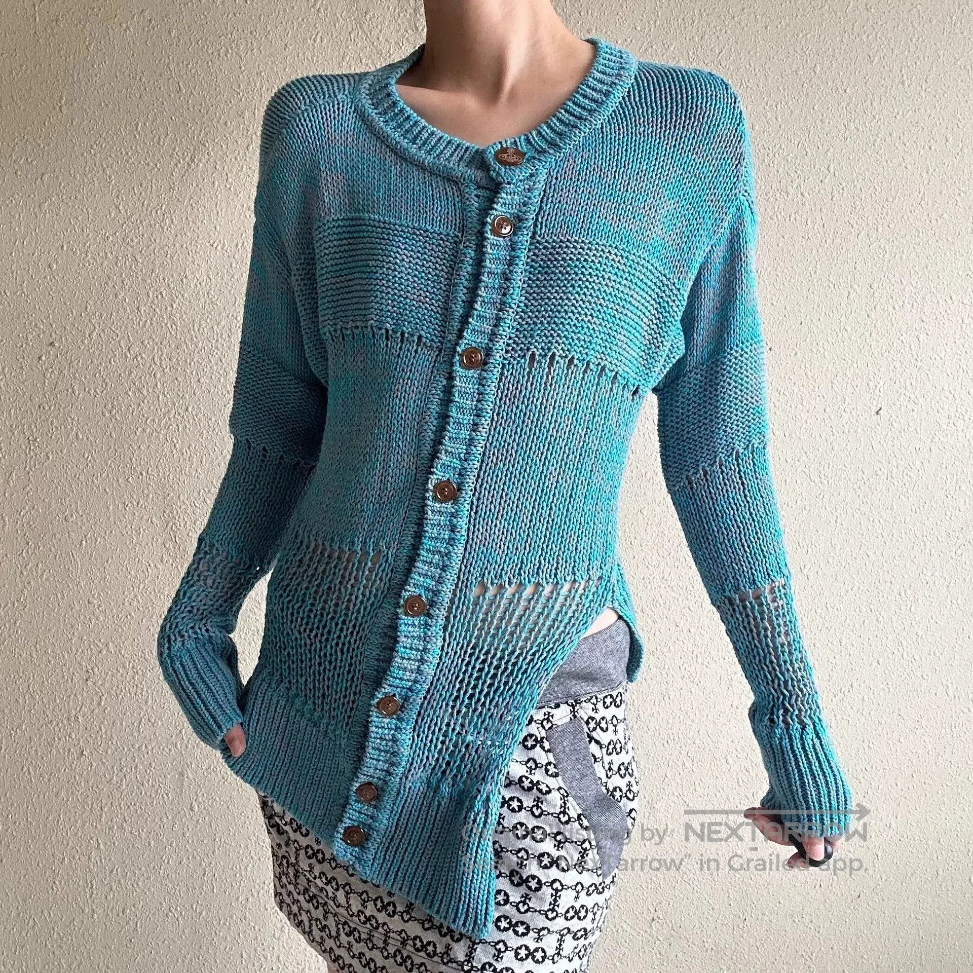 Vivienne Westwood vivienne westwood blue irregular knit cardigan. Size M / US 6-8 / IT 42-44 - 1 Thumbnail