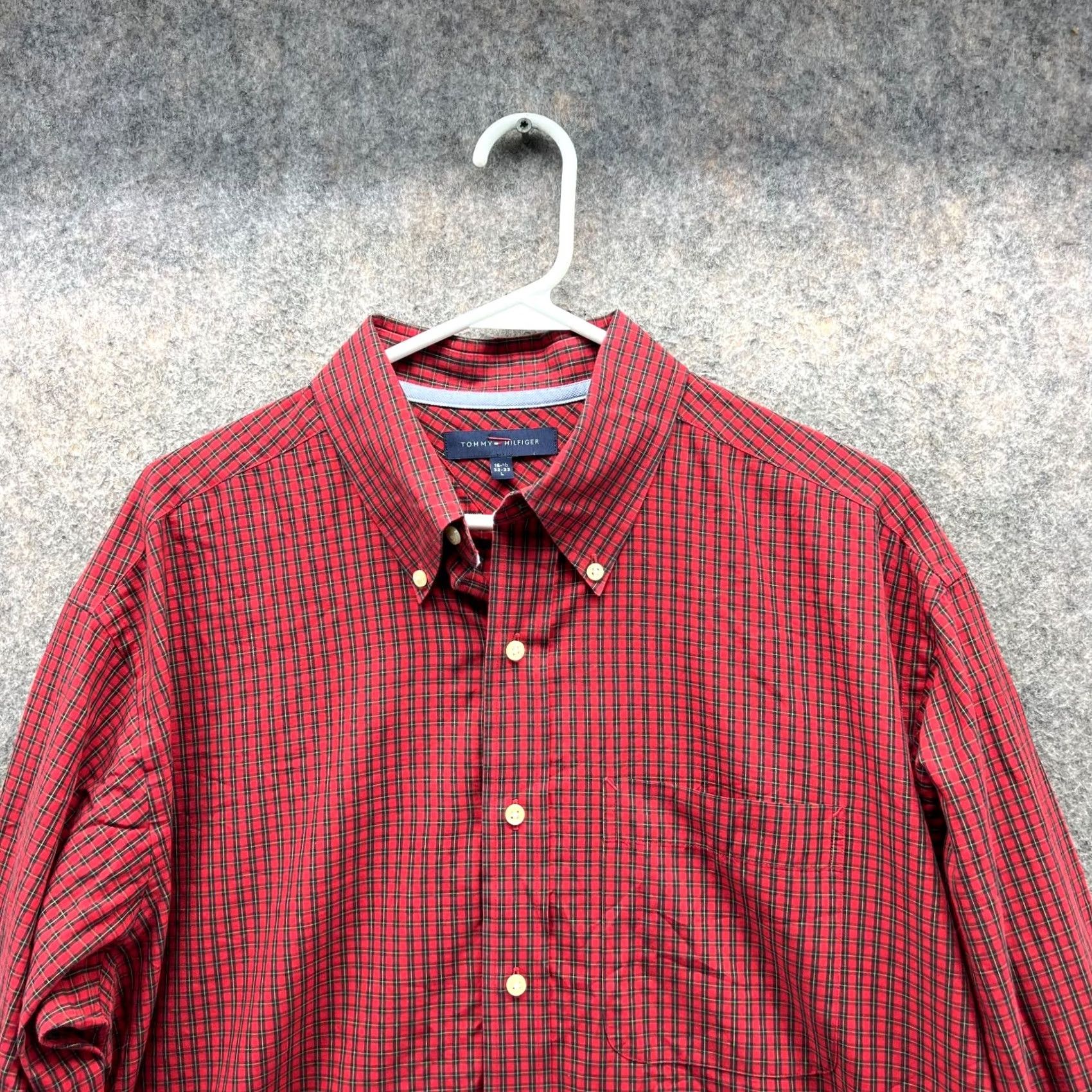Tommy Hilfiger VINTAGE Tommy Hilfiger Shirt Men Large Adult Red Black Plaid Button-Down Casual Dress Shirt Size US L / EU 52-54 / 3 - 7 Thumbnail