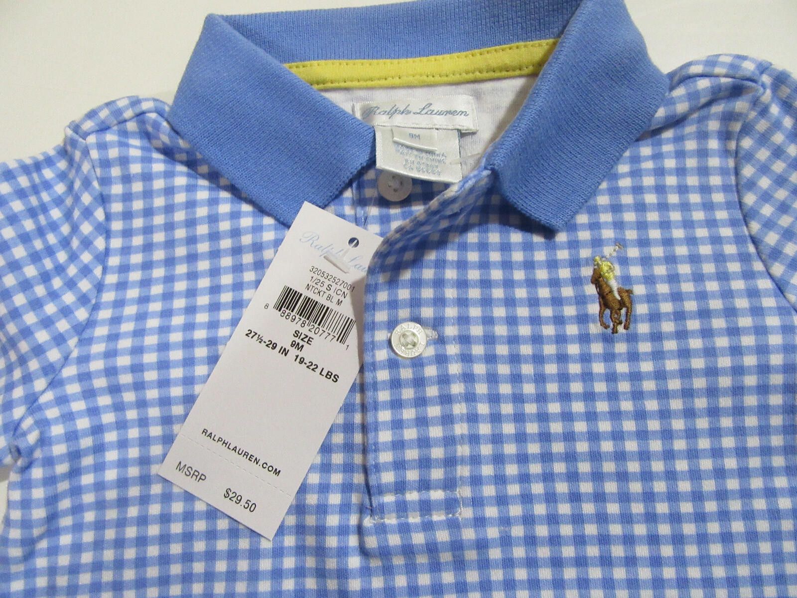 Polo Ralph Lauren Ralph Lauren Polo Baby Boys Short Sleeve Gingham Red 9M Size US XXS / EU 40 - 7 Thumbnail