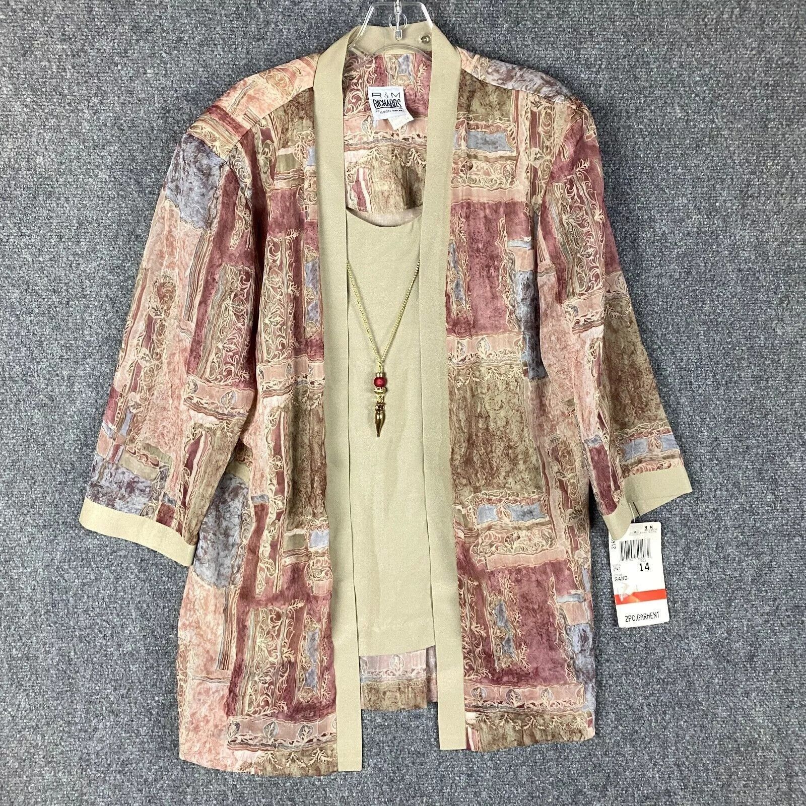 Vintage R&M Richards Dress Women's 14 Floral Cardigan Neckless NWD Size XL / US 12-14 / IT 48-50 - 1 Thumbnail