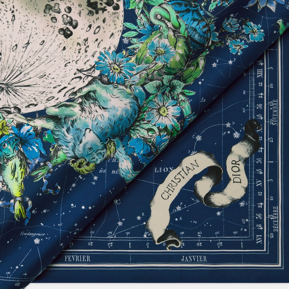 Dior o1bcso1str0226 Size:OS/Zodiac 90 Square Scarf in Nevy Blue Size ONE SIZE - 4 Thumbnail