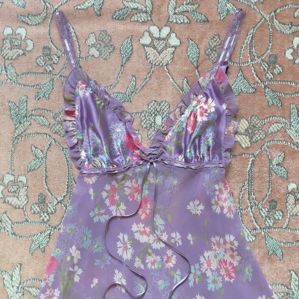 Victoria's Secret Victoria’s Secret Floral Chiffon Mini Slip Dress (XS) Size XS / US 0-2 / IT 36-38 - 8 Thumbnail