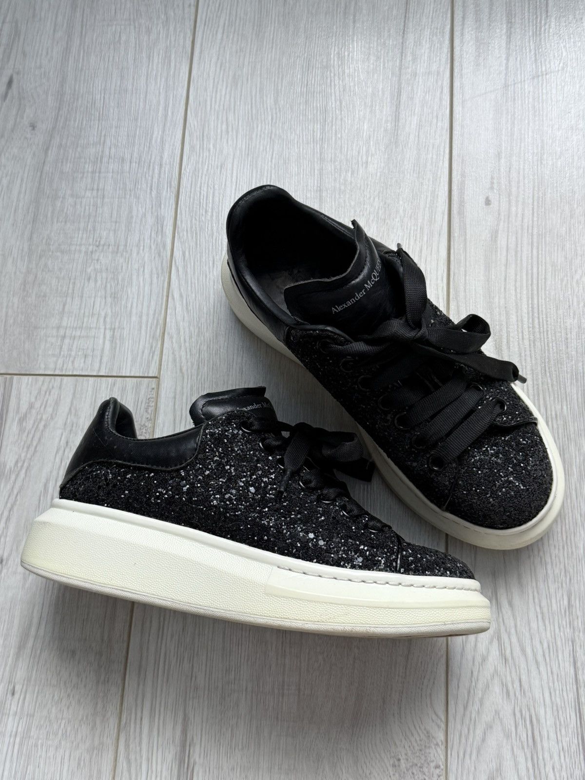 Alexander McQueen Alexander McQueen Oversized Glitter Sole Sneakers BlackWhite Size US 7.5 / IT 37.5 - 1 Thumbnail