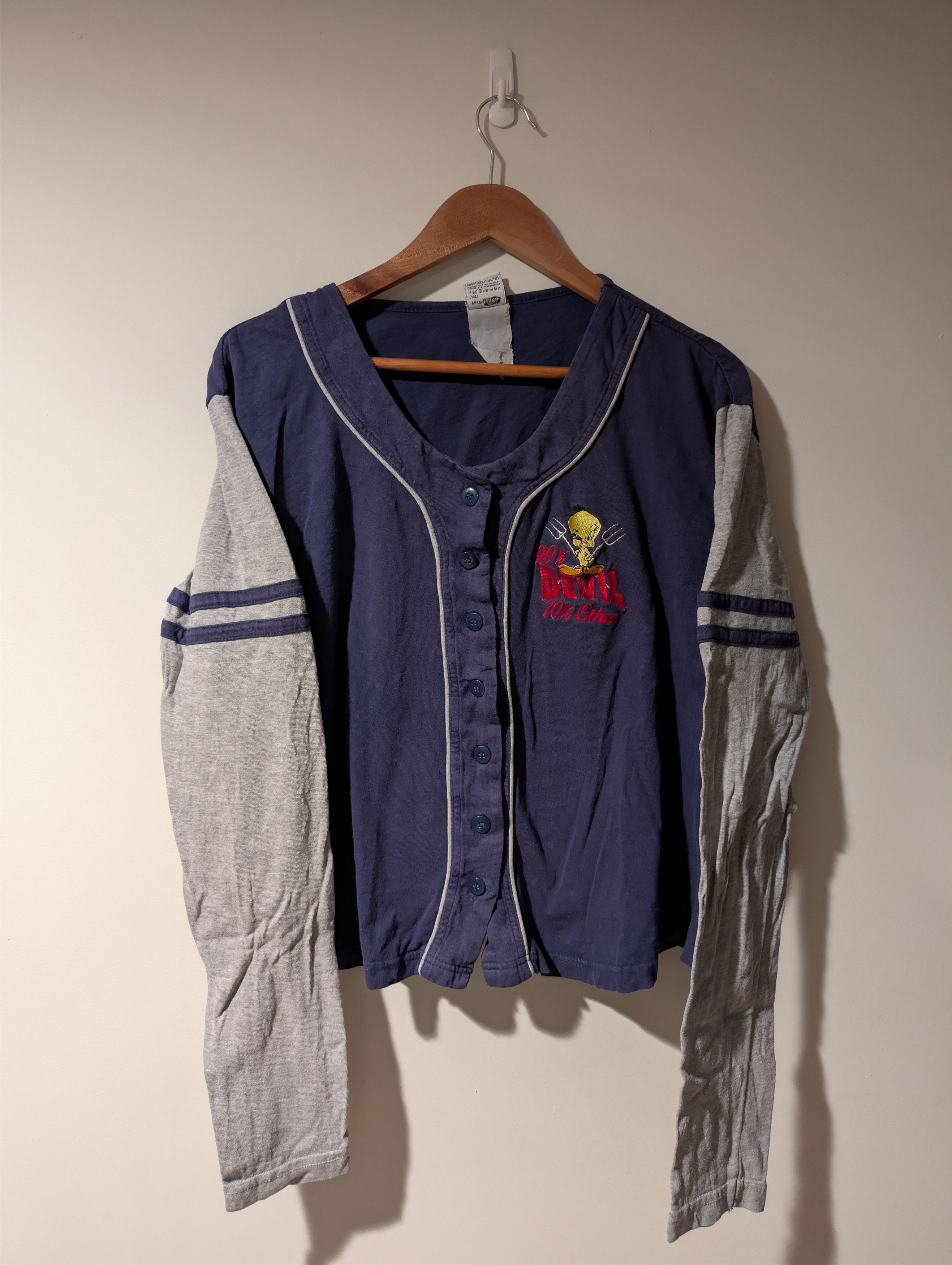 Cartoon Network Vintage 2002 Tweety Bird 90% Devil Button Up Long-Sleeve Size L / US 10 / IT 46 - 1 Thumbnail
