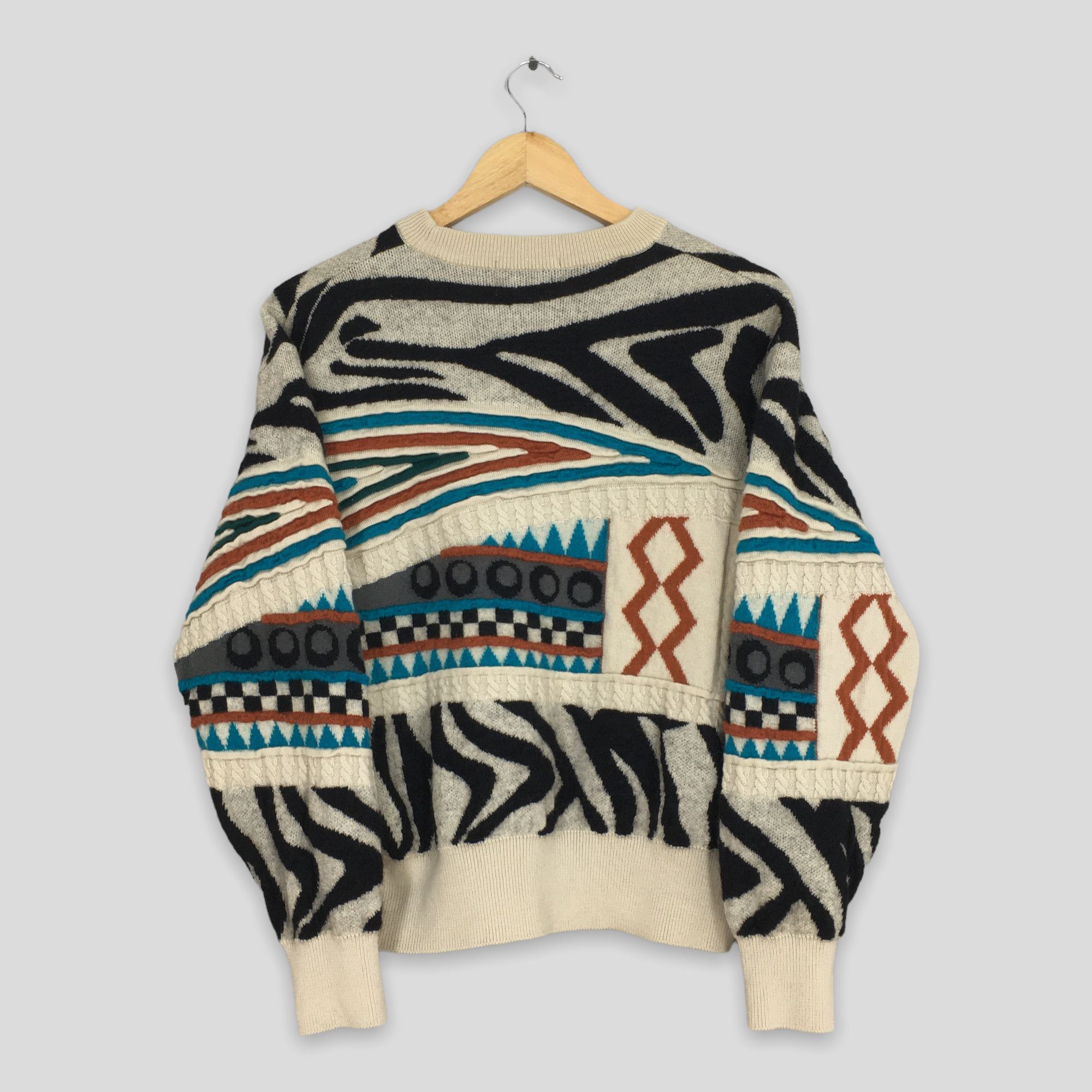 Vintage Mr Junko Navajo Knitwear Wool 3D Coogi Style Sweater Medium Size US M / EU 48-50 / 2 - 7 Thumbnail