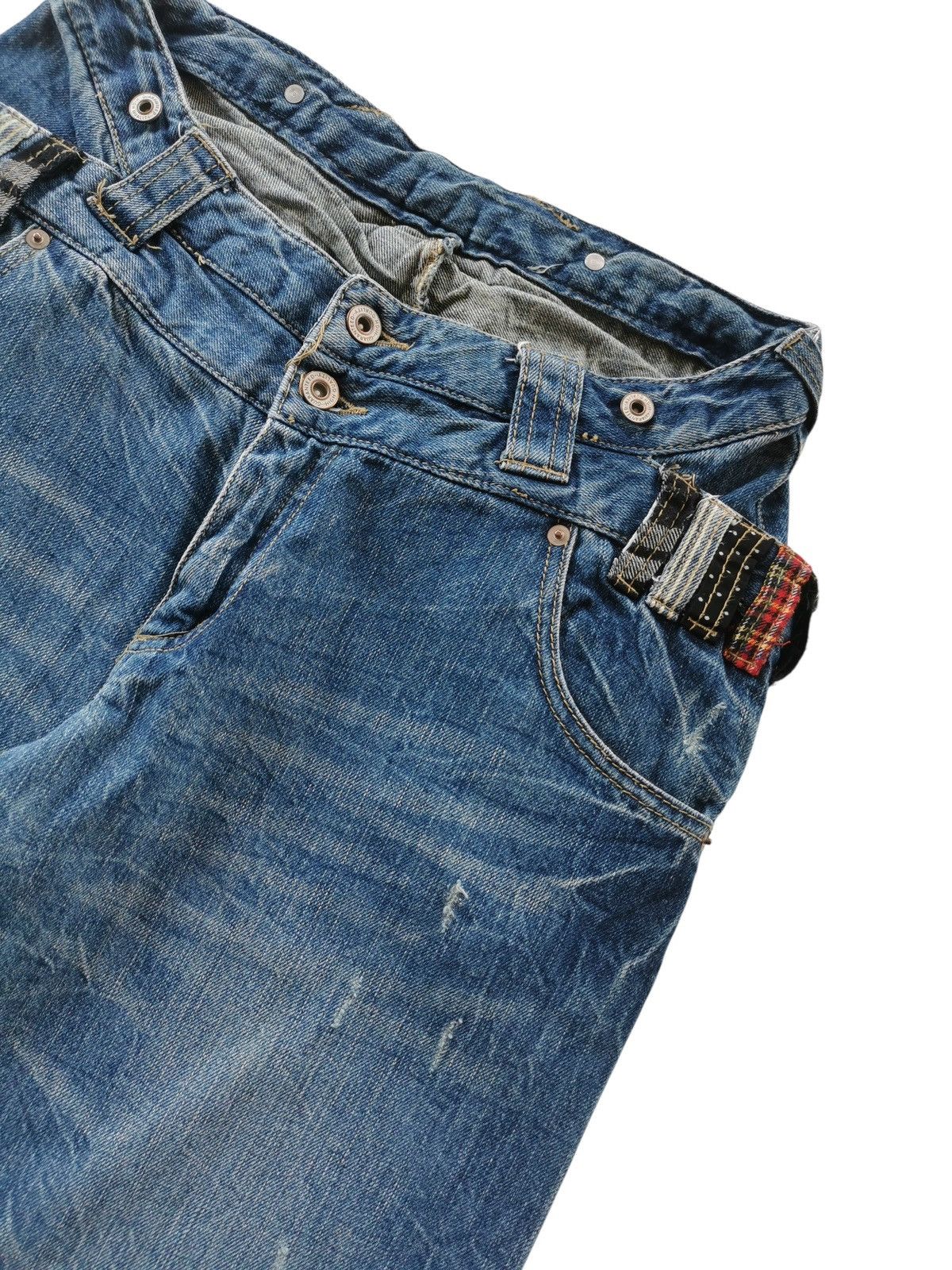 PPFM Double Waist Distressed Whiskering Denim Jeans Size US 28 / EU 44 - 5 Thumbnail