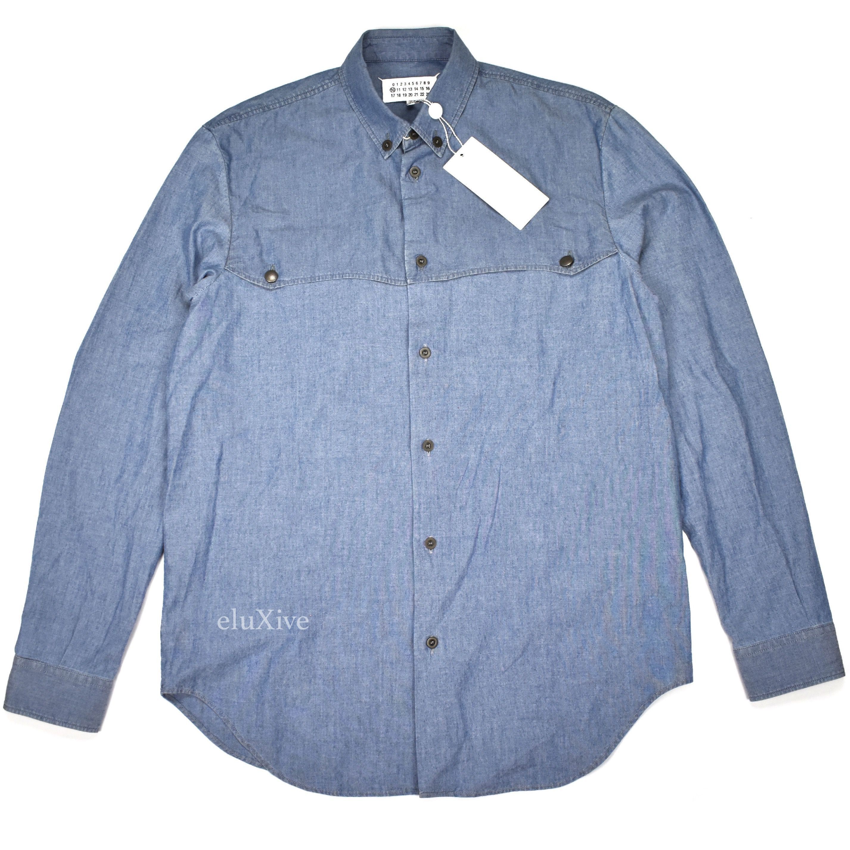 Maison Margiela Maison Margiela Blue Western Chambray Shirt NWT Size US L / EU 52-54 / 3 - 1 Preview