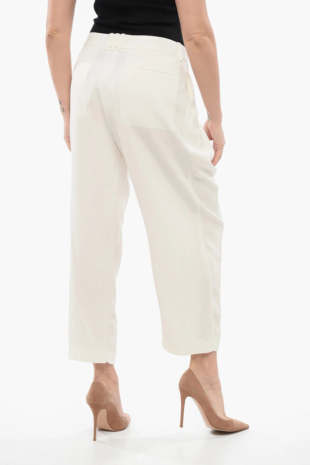 Balmain og1mm0326 Viscose Tapered-Fit Pant in White Size 28" / US 6 / IT 42 - 2 Thumbnail
