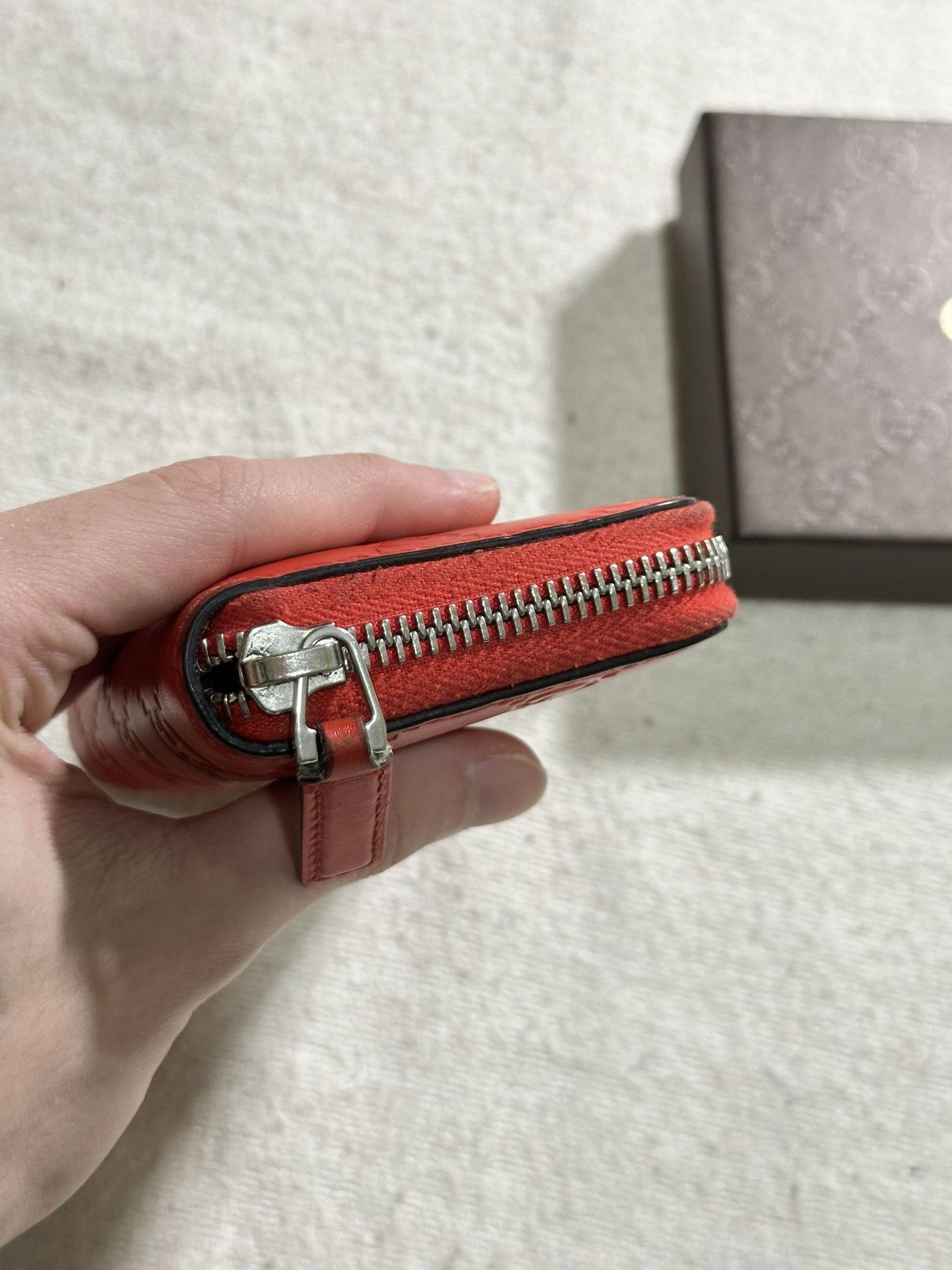 Gucci Gucci Zip Around Wallet Guccissima GG Monogram Red Leather Size ONE SIZE - 9 Thumbnail